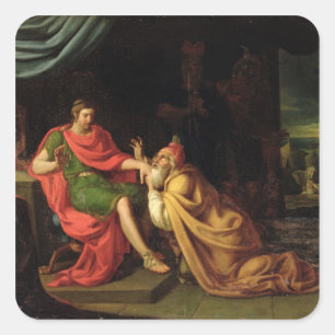 Pegatina Cuadrada Priam y Aquiles