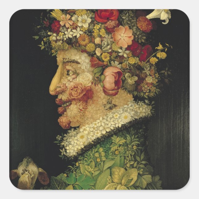 Pegatina Cuadrada Primavera, (Anverso)
