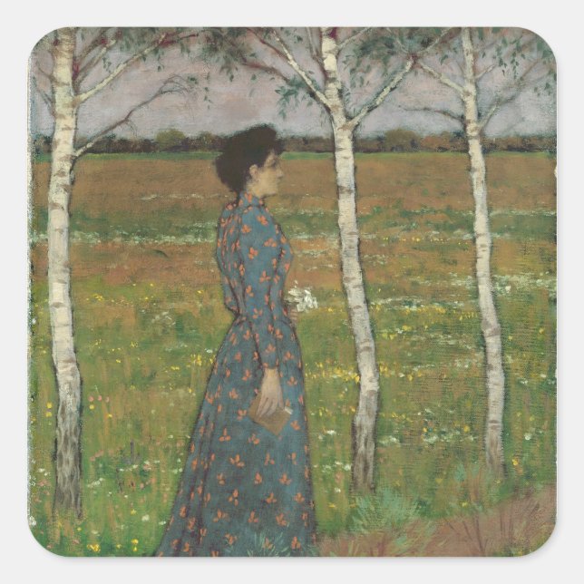 Pegatina Cuadrada Primavera (Anverso)