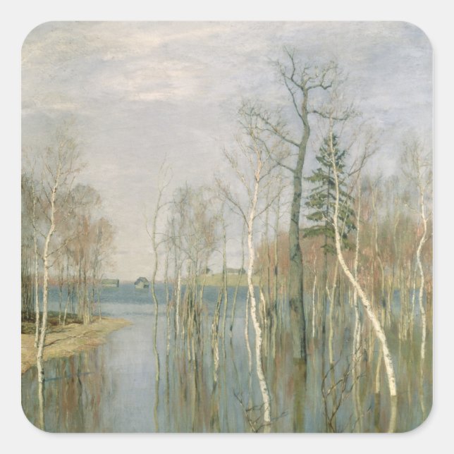 Pegatina Cuadrada Primavera, agua alta, 1897 (Anverso)