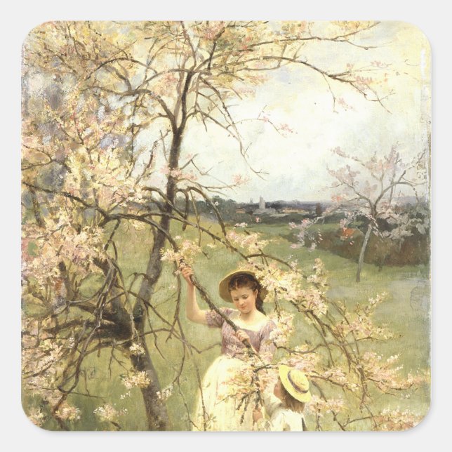 Pegatina Cuadrada Primavera, c.1880 (Anverso)
