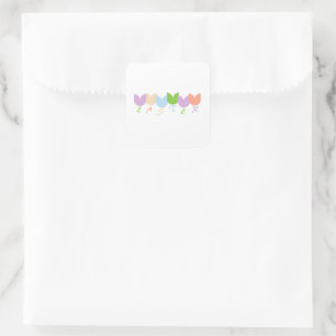 Pegatina Cuadrada Primavera Elegante Personalizada, Tulipanes de Pas