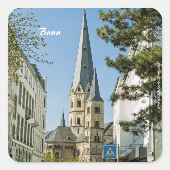 Pegatina Cuadrada Primavera en Bonn (Anverso)