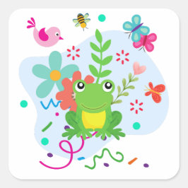 Pegatina Cuadrada Primavera en el jardín