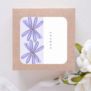 Pegatina Cuadrada Primavera Florals Lavender Purple
