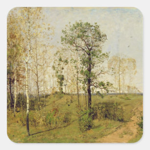 Pegatina Cuadrada Primavera temprana en Weimar, 1876