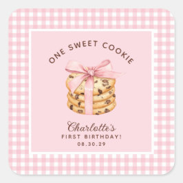 Pegatina Cuadrada Primer cumpleaños de un Chica de cookie inteligent