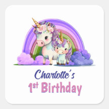 Primer cumpleaños de Unicornio Púrpura Personaliza