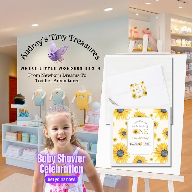 Pegatina Cuadrada Primer cumpleaños del bebé - Nuestro pequeño giras (Subido por el creador)