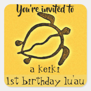 Pegatina Cuadrada Primer cumpleaños Luau de Keiki