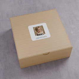 Pegatina Cuadrada Primer Día de la foto Rótulo acrílico en blanco y