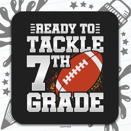 Pegatina Cuadrada Primer Día del Fútbol Séptimo Grado De Vuelta Al C