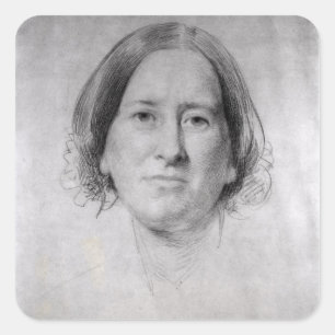 Pegatina Cuadrada Primer estudio para el retrato de George Eliot