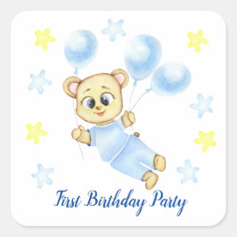 Pegatina Cuadrada Primer Fiesta de Birthday Boy