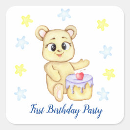 Pegatina Cuadrada Primer Fiesta de Birthday Boy