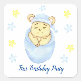 Pegatina Cuadrada Primer Fiesta de Birthday Boy