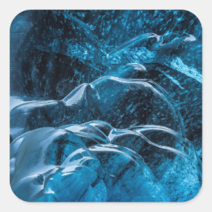 Pegatina Cuadrada Primer plano de paredes de hielo azul