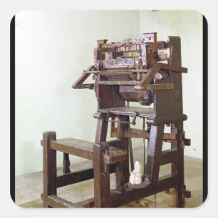 Pegatina Cuadrada Primer telar para tejer medias, 1750