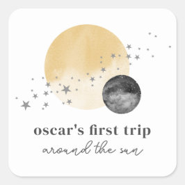 Pegatina Cuadrada Primer Viaje Gris Alrededor Del Sol