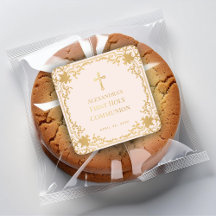 Primera Comunión de Niña Rosa Falso Oro Antiguo Or