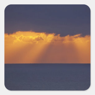 Pegatina Cuadrada Primera Luz sobre el Mar de Tasmania, Australia