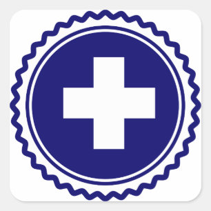 Pegatina Cuadrada Primera respuesta Cruz de la atención de la salud 