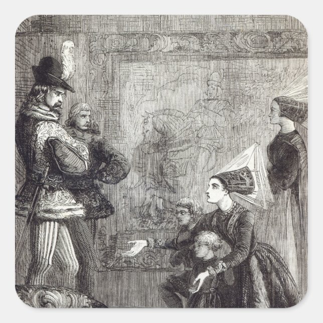 Pegatina Cuadrada Primera Reunión de Edward IV y Lady Elizabeth (Anverso)