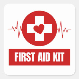 Pegatina Cuadrada Primeros auxilios y emergencias