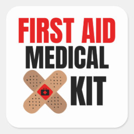 Pegatina Cuadrada Primeros auxilios y emergencias
