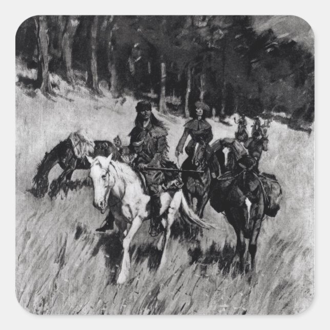 Pegatina Cuadrada Primeros pioneros en la cresta azul (Anverso)