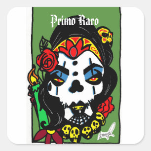 Pegatina Cuadrada Primo Raro español Kousin Freaky