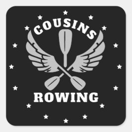 Pegatina Cuadrada Primos remando