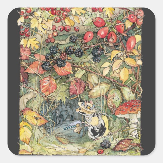 Pegatina Cuadrada Primrose en la entrada de los túneles Espiral (Anverso)