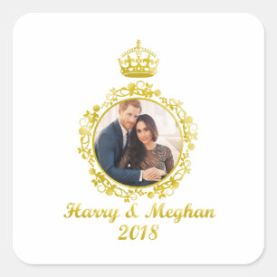 Pegatina Cuadrada Prince Harry y Meghan Markle