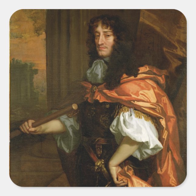 Pegatina Cuadrada Prince Rupert (1619-82), c.1666-71 (aceite sobre l (Anverso)