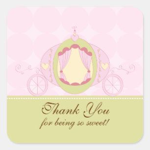 Pegatina Cuadrada Princesa Birthday Square Sticker Thank usted