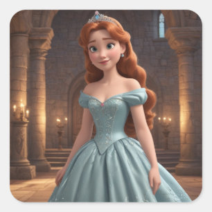 Pegatina Cuadrada Princesa de bonito