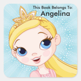 Pegatina Cuadrada Princesa Pegatina, este libro pertenece a, etiquet