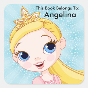 Pegatina Cuadrada Princesa Pegatina, este libro pertenece a, etiquet