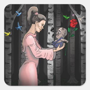 Pegatina Cuadrada Princesa Romántica