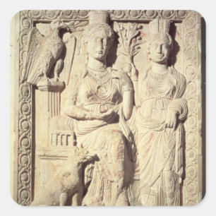 Pegatina Cuadrada Princesa Zenobia y compañero femenino