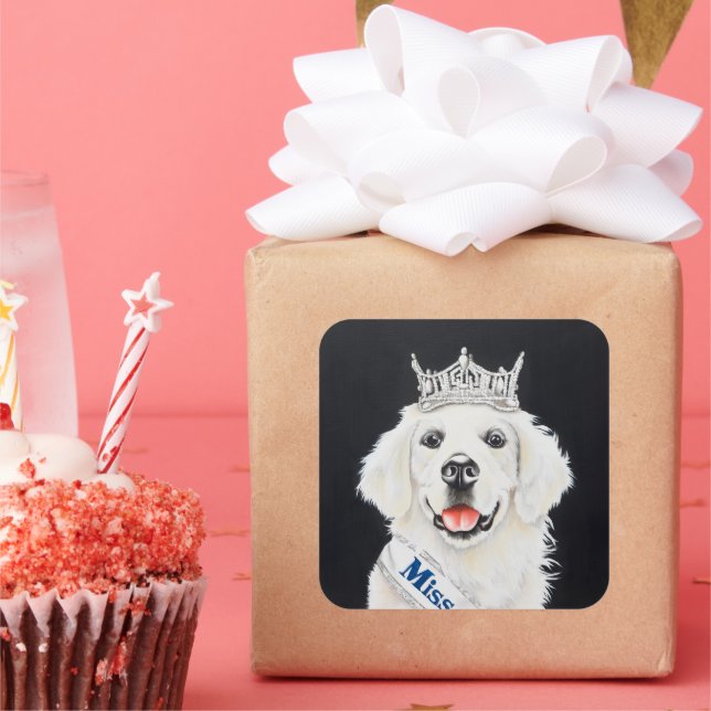 Pegatina Cuadrada Princess English Retriever (Fiesta)