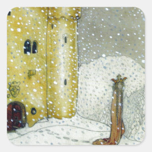 Pegatina Cuadrada Princessa por el Castillo de Snowy