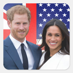 Pegatina Cuadrada Príncipe Boda Harry y Meghan Markle