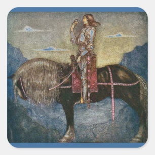 Pegatina Cuadrada Príncipe con pájaro