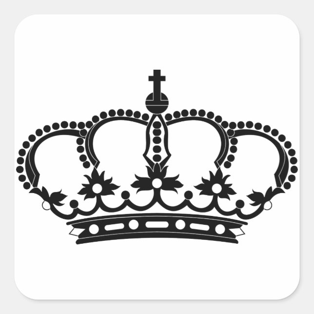 Pegatina Cuadrada Príncipe Corona Real Rey (Anverso)