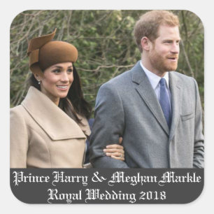 Pegatina Cuadrada Príncipe Harry y Meghan Markle Boda Real 2018
