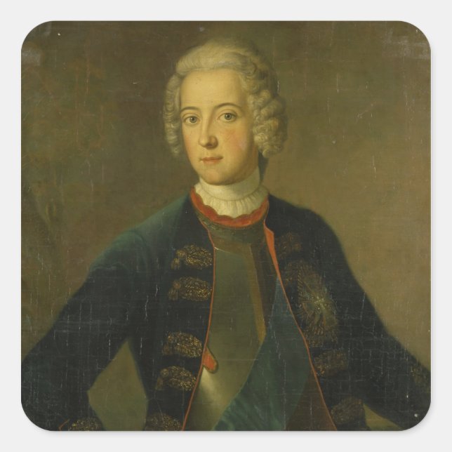 Pegatina Cuadrada Príncipe Heredero Federico II, 1728 (Anverso)