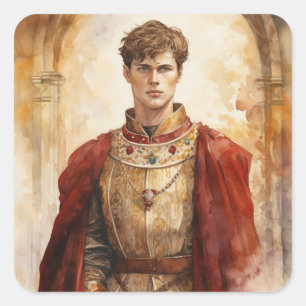 Pegatina Cuadrada Príncipe medieval