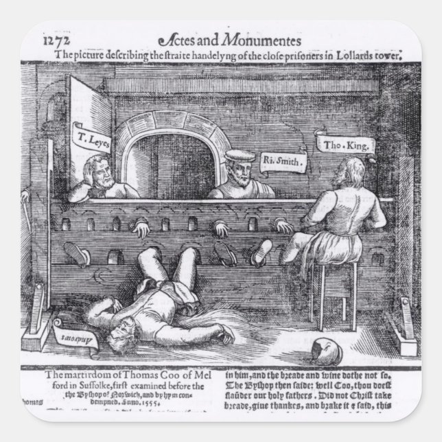 Pegatina Cuadrada Prisioneros en la Torre de los Lollards (Anverso)